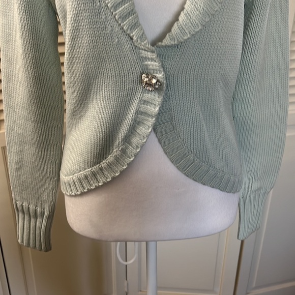 Banana Republic Light Blue Sweater with Rhinestone Button accent - Picture 7 of 8